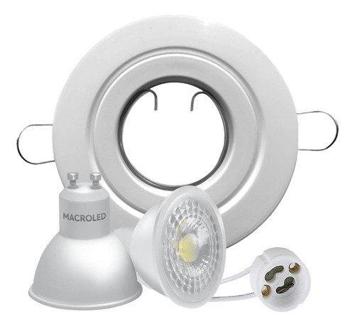 Pack 4 Spot Embutir Redondo Blanco Pvc + Led 7w Macroled