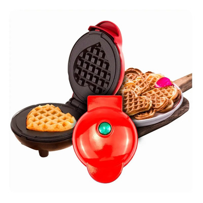 Mini Wafflera Eléctrica En Forma De Corazón Antiadherente Color Rojo | MercadoLibre