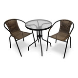 Juego De Mesa 60cm Y 2 Sillas Para Exterior Balcon Oferta