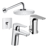 Combo Griferia Roca Atlas Lavat+ducha Emb S/t+bidet Transf