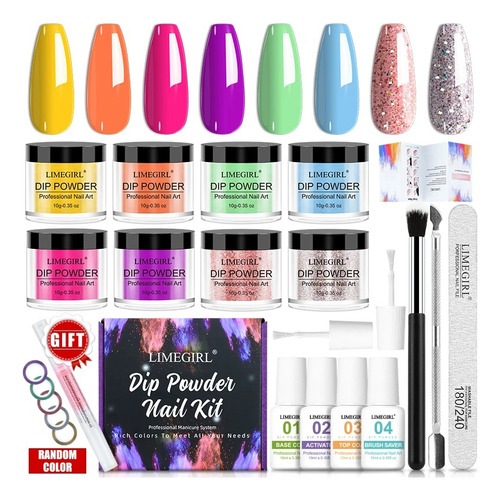 Set De Uñas Dip Powder, Kit De Polvo Para Inmersión Con Purp