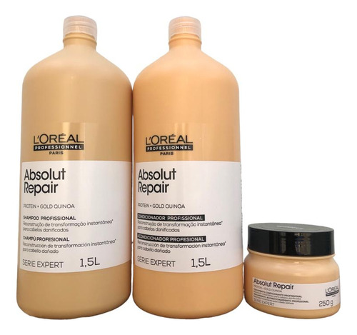 Kit Loreal Absolut Repair Gold Quinoa Sh Cd. 1,5l Masc 250g