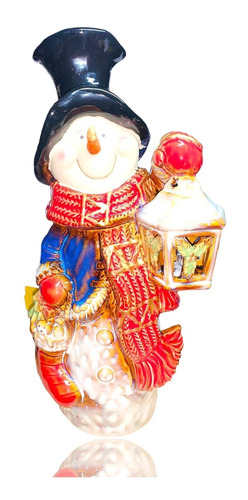 Figura Decorativa Navidad Muñeco Con Luz Porcelana Grande 