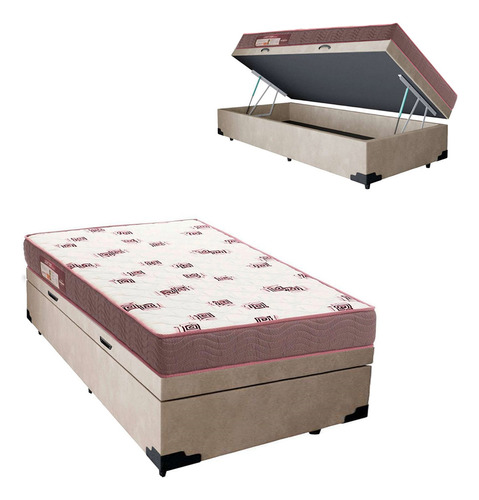 Cama Box Baú Solteiro +colchão Light Espuma D28 Ortobom 88cm