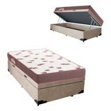 Cama Box Baú Solteiro +colchão Light Espuma D28 Ortobom 88cm