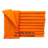 Flanela Laranja Atacado Multiuso Para Limpeza Geral Kit 12un