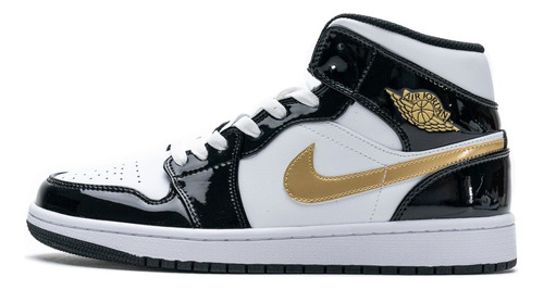 Air Jordan 1 Mid Gold Patent Leather Leia A Descrição