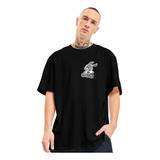 Camiseta Oversized Masculina Streetwear Rosto Caveira Larga