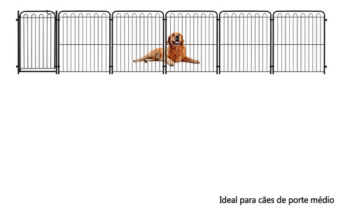 Cercado Cão Cachorro 5 Módulos + Portão Linear 3,93m X 82cm Cor Preto