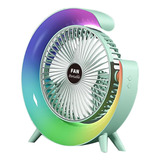 Ventilador De Escritorio Rgb Multicolor Lampara Portátil Usb