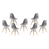 Silla Moderna Eames Minimalista Set 7pz Modernas Estructura De La Silla Madera Asiento Gris