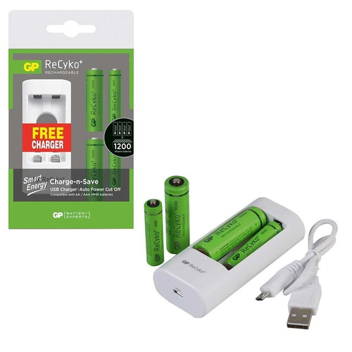 Cargador De Pilas Usb + 4 Pilas (aa Y Aaa) 1000 Mah - 400mah