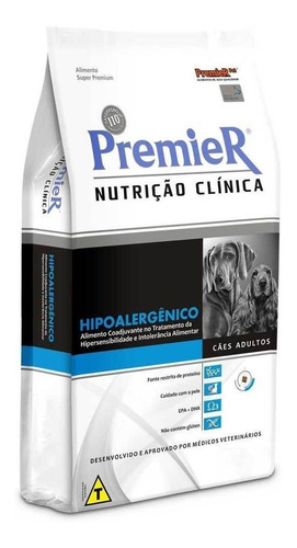 Alimento Premier Super Premium Nutrição Clínica Hipoalergênico Para Cão Adulto De Raça Média E Grande Sabor Cordeiro E Arroz Em Sacola De 10.1kg