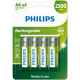 Pilha Recarregável Philips Aa 2500mah C/ 4 Unds R6b4rtu25/59