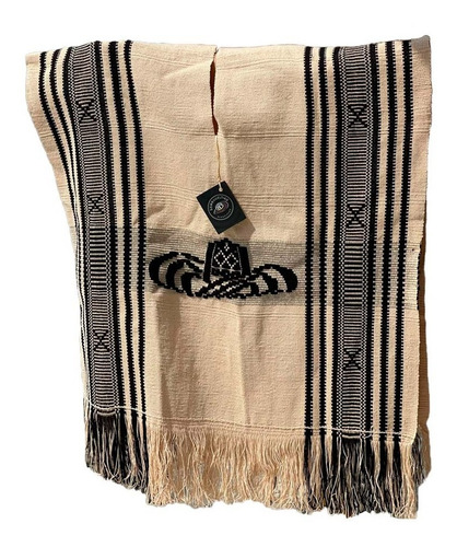 Poncho Fino Beige Diseño Sombrero Vueltiao