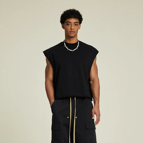 Men's Crop Sleeveless T-shirt Heavyweight Loose Tank Top