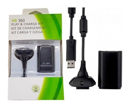 Kit 2 Bateria Recarregável Xbox 360 68000mah Cabo Carregador