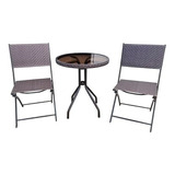 Set Bistro De Jardin, Balcon Rattan Color Cafe/marron