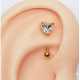 Piercing Banana Coração De Zircônia - Prata E Dourado