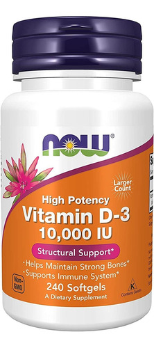 Now Suplementos Vitamina D-3 10.000 Ui Cápsulas Blandas, V.