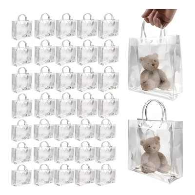 Bolsas de Regalo Transparentes de PVC con Asa, Pack de 35 para Bodas y Fiestas | Meses sin interés