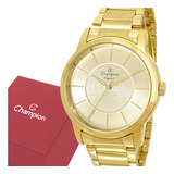 Relógio Champion Feminino Dourado Prova Dagua Elegance Luxo Aço Inoxidável