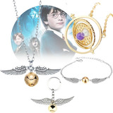 Set De Dorada Giratiempo, Snitch Pulsera Collar Y Accesorios