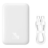 Carregador Mangnético Powerbank 6000mah 20w + Cabo Baseus Cor Branco