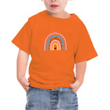 Camiseta Naranja Para Niños Con Cuello Redondo Y Manga Corta