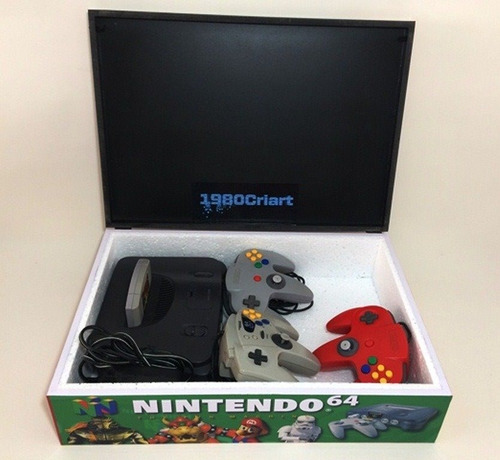 Caixa Vazia Nintendo 64 Para 4 Controles De Madeira Mdf 