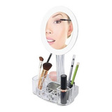 Espejo De Maquillaje Con Aumento Led Con Base Organizadora