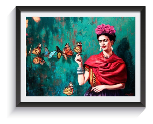 Cuadros Decorativos Frida Kahlo Con Marco Negro, Moderno