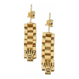 Aretes Tipo Rolex 2cmx5mm Oro 14 Kilates + Obsequio