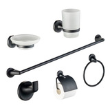 Set Accesorios Baño Ducha 6 Pzs.  Negro Vidrio D10