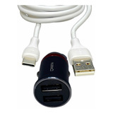 Combo Cargador Adaptador Auto Doble + Cable Tipo C