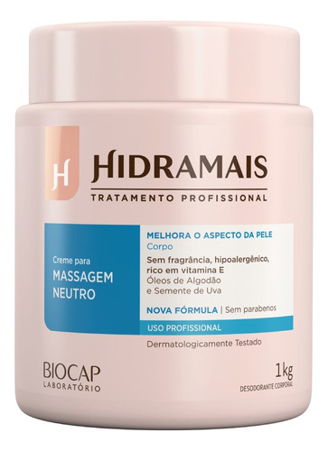 Creme Para Massagem Neutro Hidramais 1 Kg