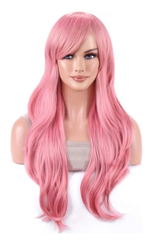 Peluca De Cabello Sintético Rosado, Cosplay, Disfraz