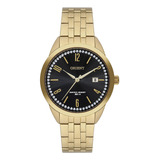 Relogio Orient Feminino Dourado Preto Aço Calendario Strass