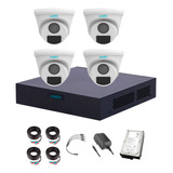 Uniarch Kit De Seguridad Kit4-uac-t112w-plus-cc-3tb 4 Cámaras Análogas Tipo Turret 2mp 1080 Video A Color 24/7 +hdd 3tb Alta Calidad Ir 20 Mts Protección Exterior Ip67 Fácil Instalación T112 Cctv