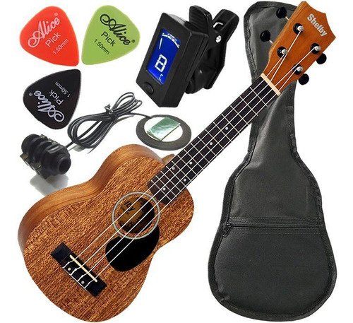 Kit Ukulele Shelby Concerto Eletrico Nylon Su23m Com Escudo