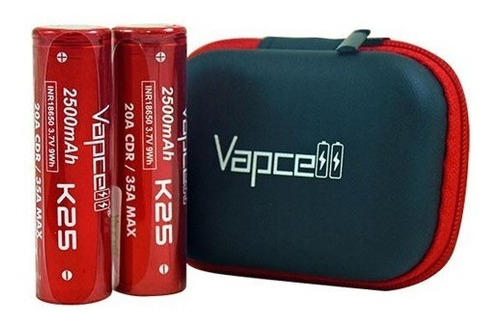 Bateria 18650 Vapcell K25 Red 2 Unidades - Incluye Estuche