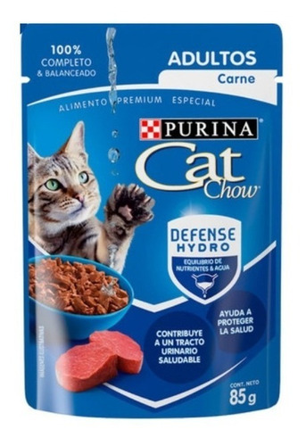 Alimento Cat Chow Para Gato Adulto Sabor Carne En Sobre De 85g