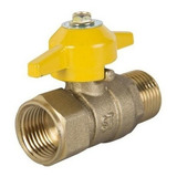 Llave  Paso De Gas 1/2  - 1/2   Hi-he Bronce Certificada