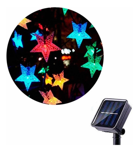 Luces Guirnalda Led Estrella Cristal Panel Solar Multicolor