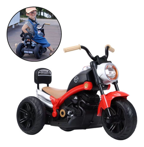 Motoca Elétrica Infantil Chopper Vermelha Triciclo Luz Som