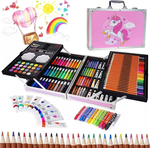 Colores Lápices Kit  Dibujo 145pcs, Set De Arte Profesional