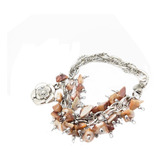 Pulsera Escallas Piedras Naturales Nácar Beige Ac Quirurgico