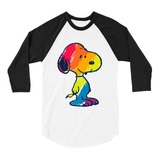 Playera Raglan 3/4 Snoopy Colorfull Peanuts Moda