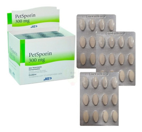 3 Petsporin 300mg Antibiótico Cães E Gatos C/ 12 Comp.