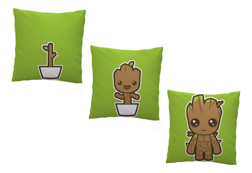 3 Almohadas 30x30 Cm Baby Groot Guardianes De La Galaxia